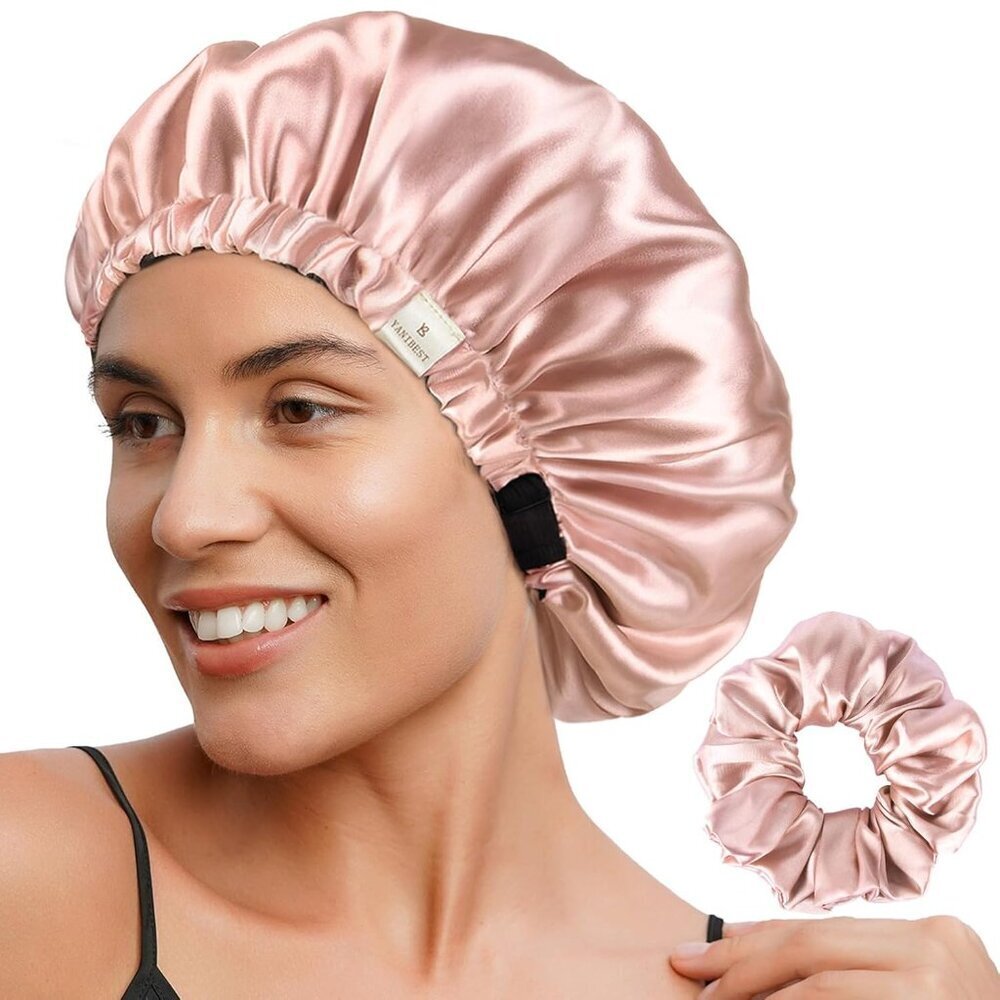 Double Layer Satin Bonnet Silk Bonnet Adjustable Hair Bonnet For Sleeping Hair B